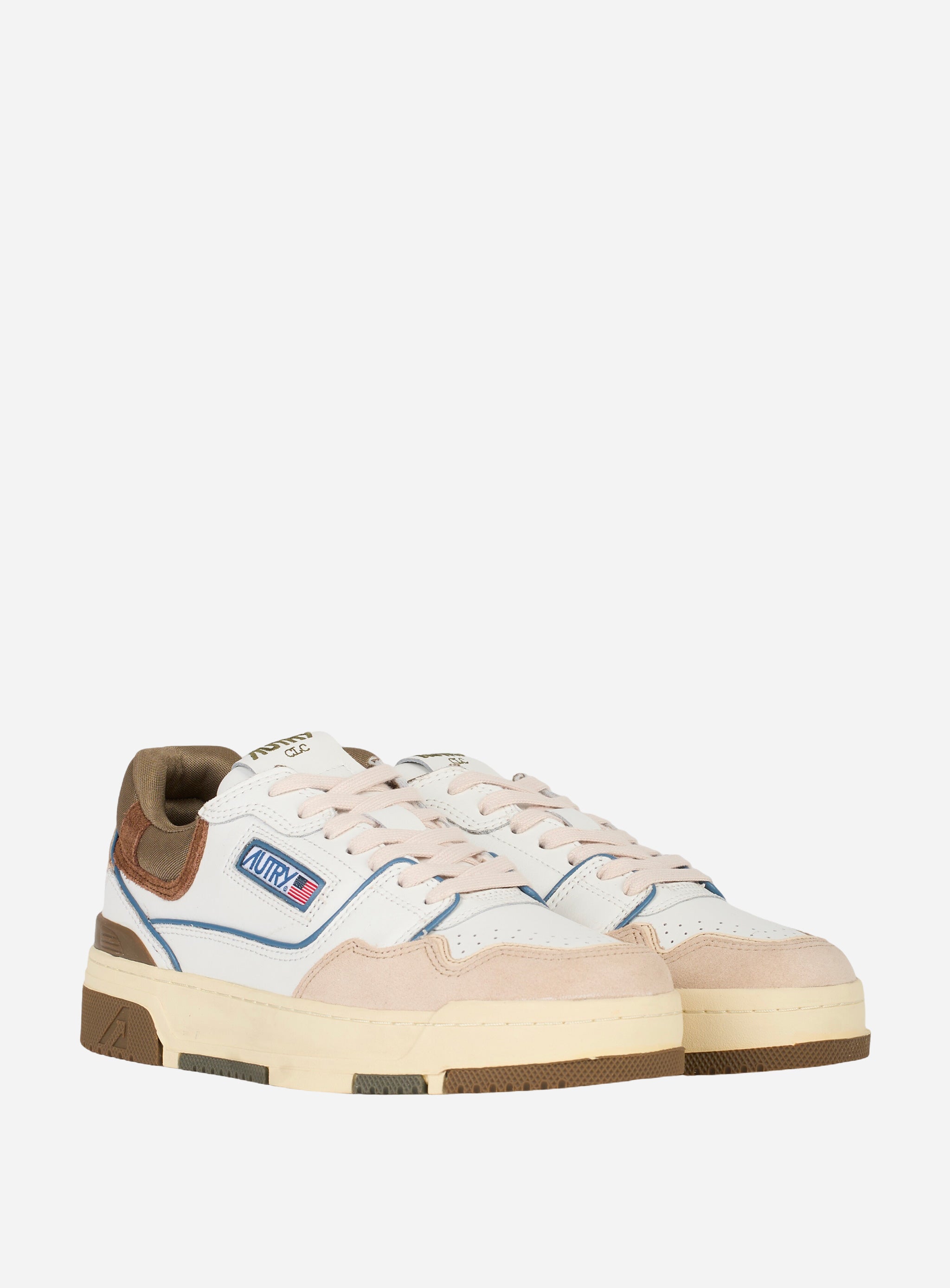 SNEAKERS CLC LOW IN PELLE E SUEDE COLORE Bianco