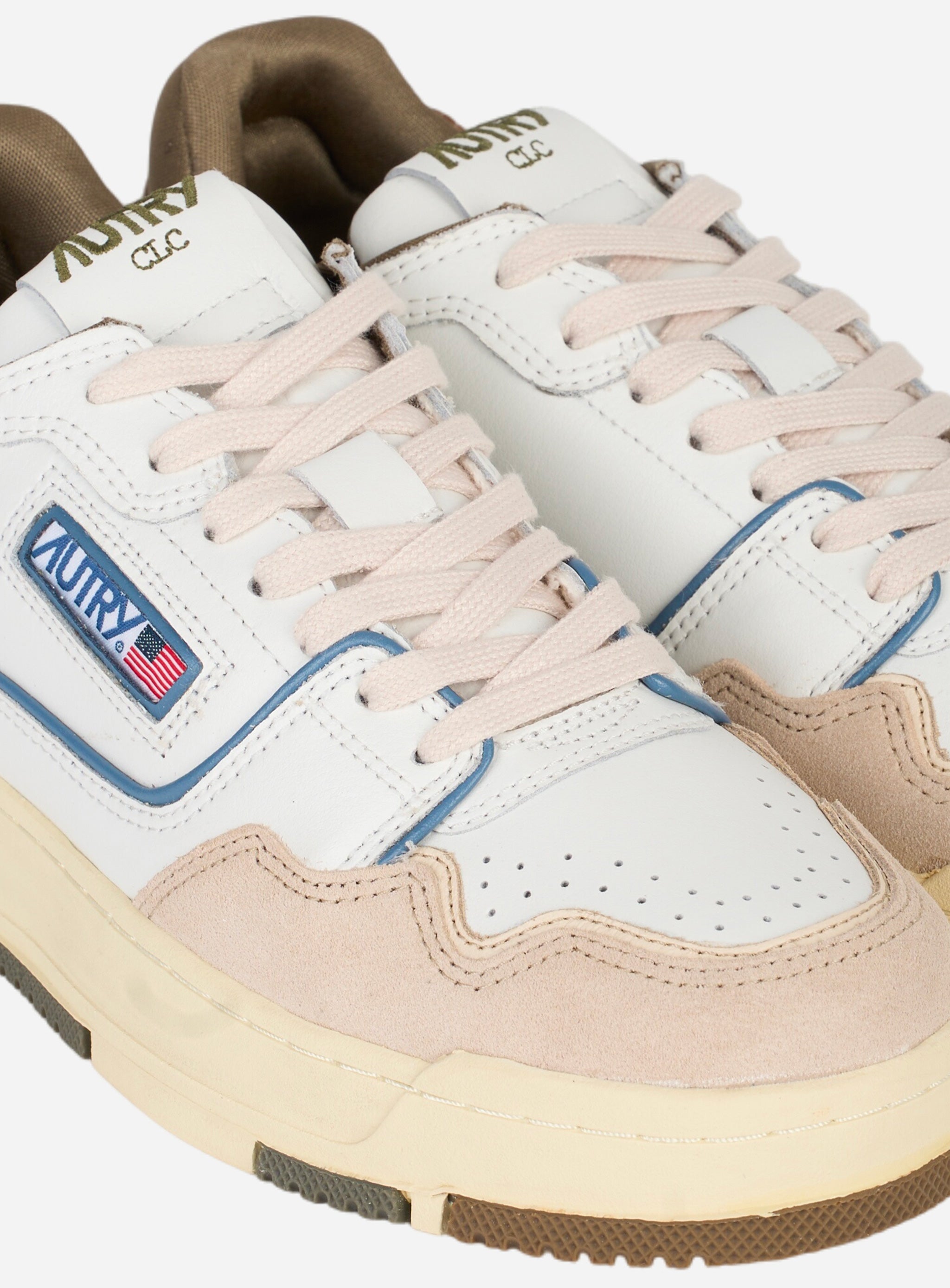 SNEAKERS CLC LOW IN PELLE E SUEDE COLORE Bianco