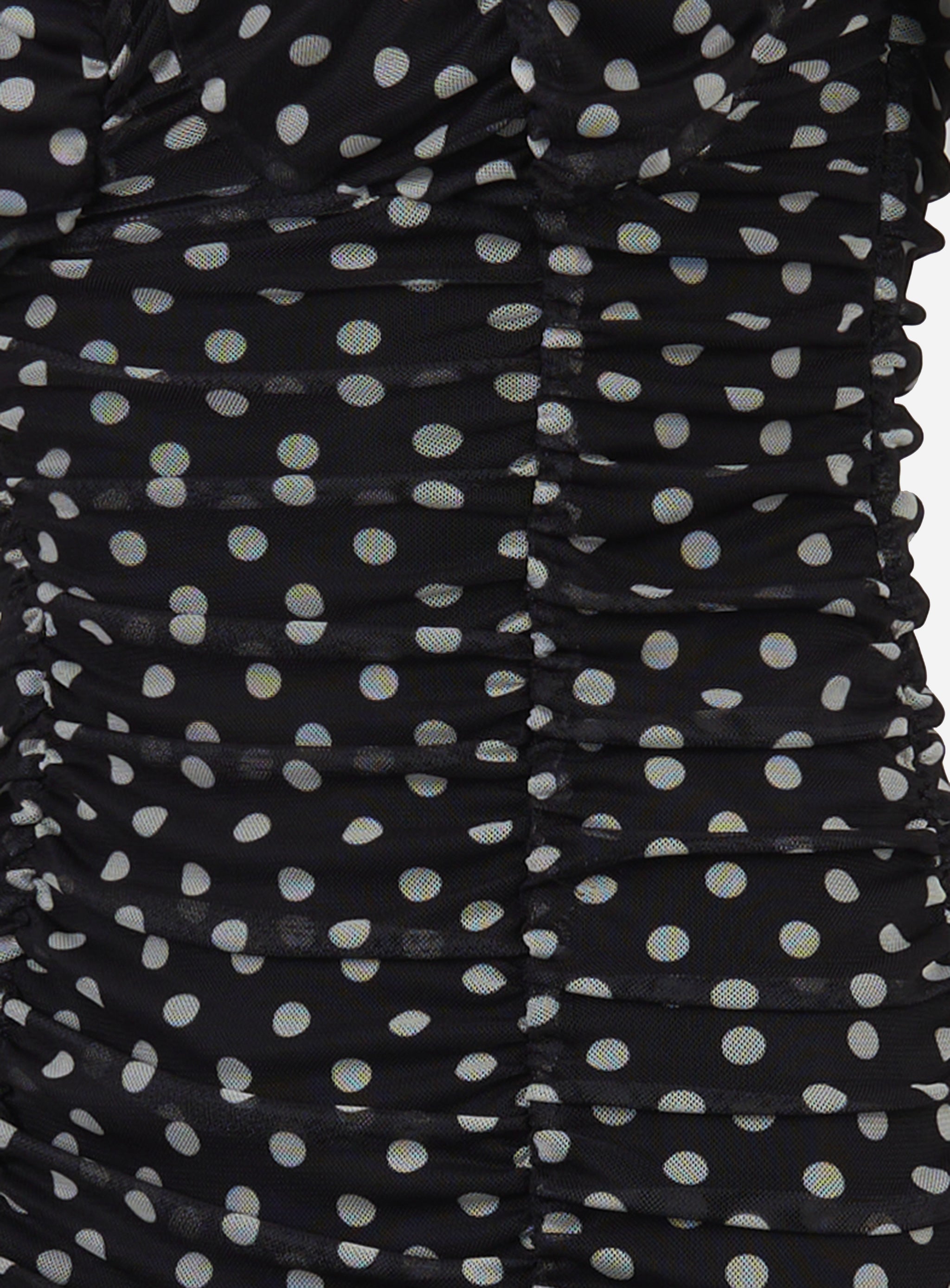 Tubino Evita in tulle con arricciature e scollo a cuore Nero