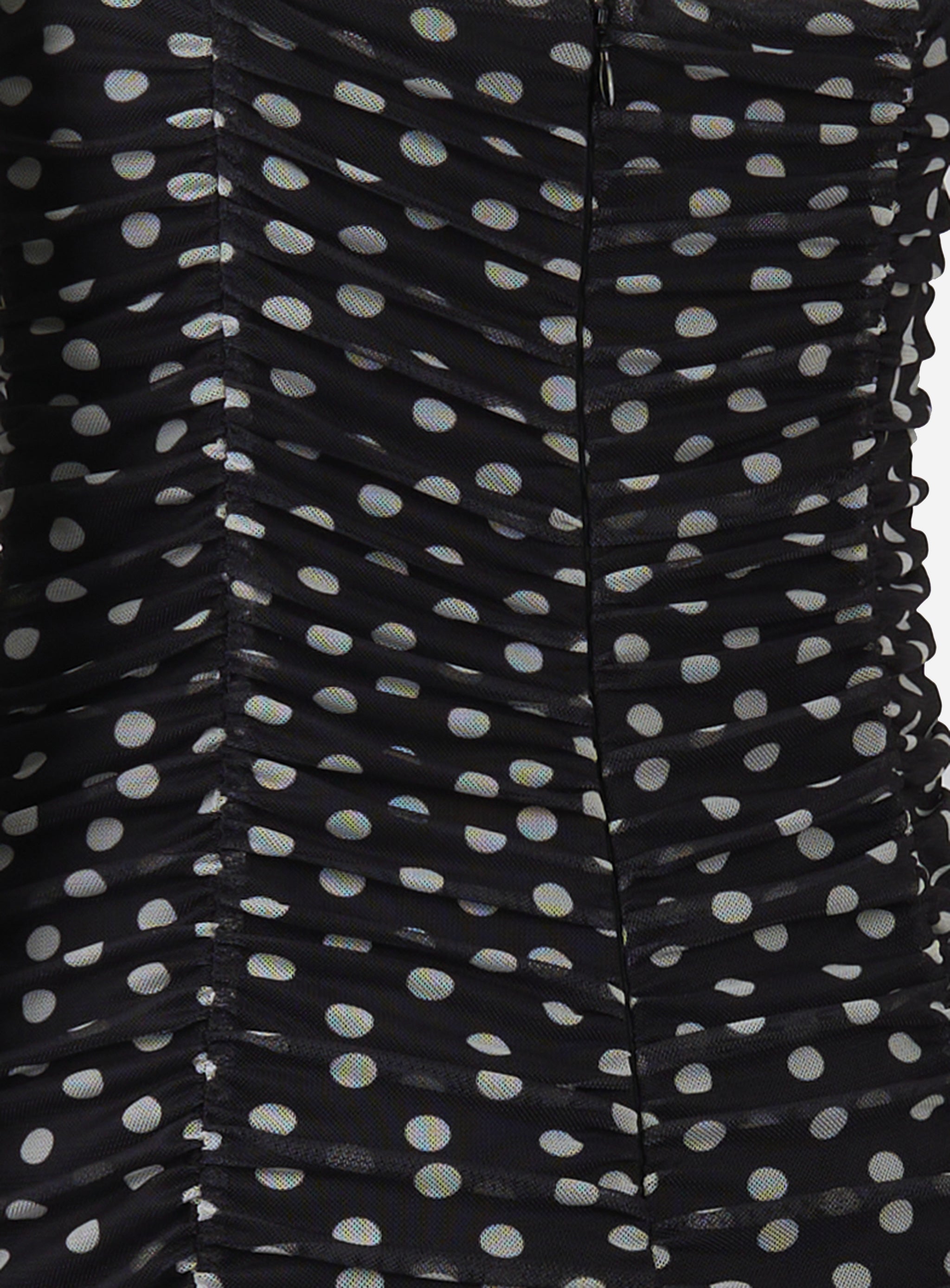 Tubino Evita in tulle con arricciature e scollo a cuore Nero