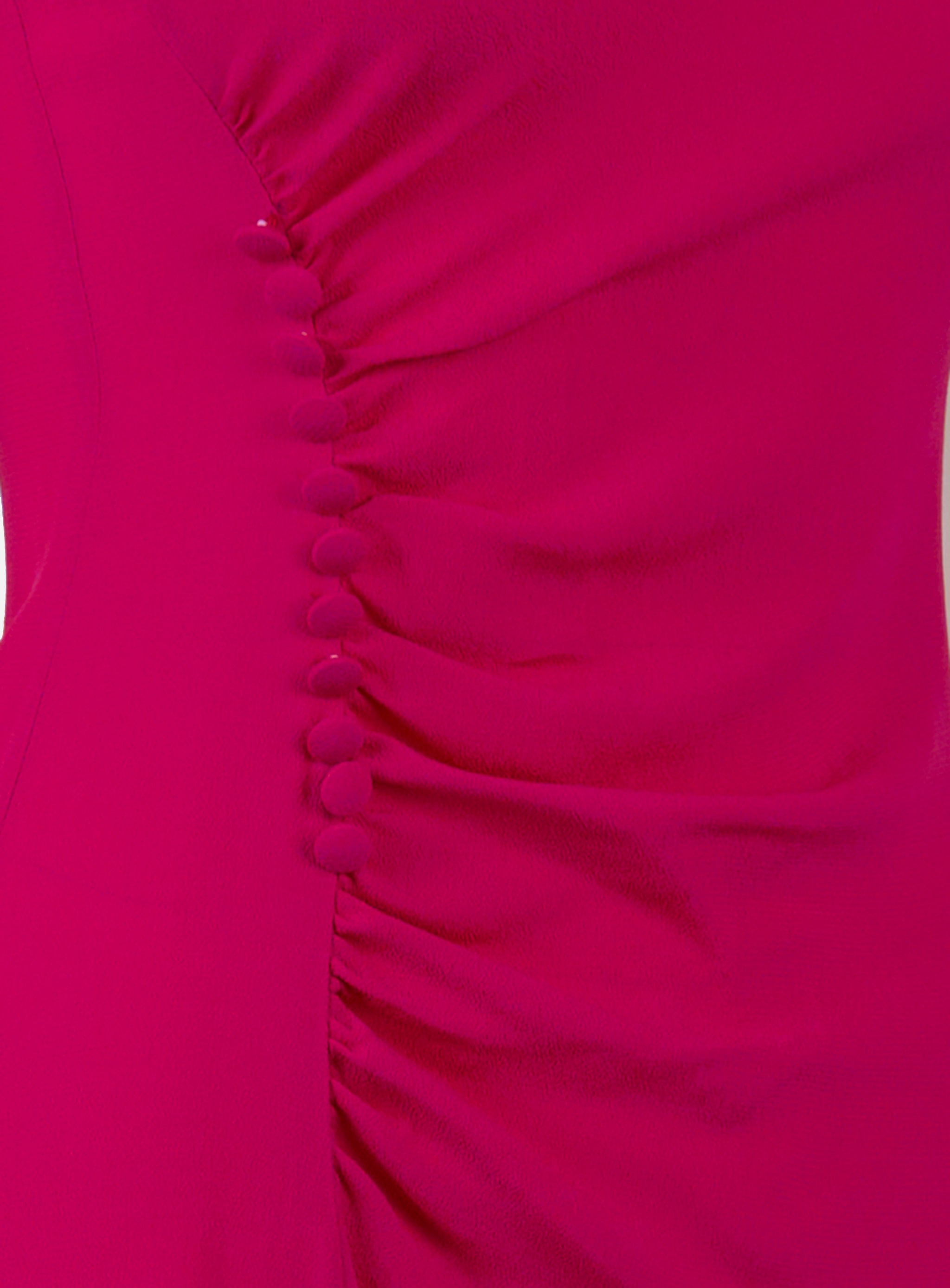Abito Kristel in crepe con drappeggio e bottoncini lunghi Fucsia