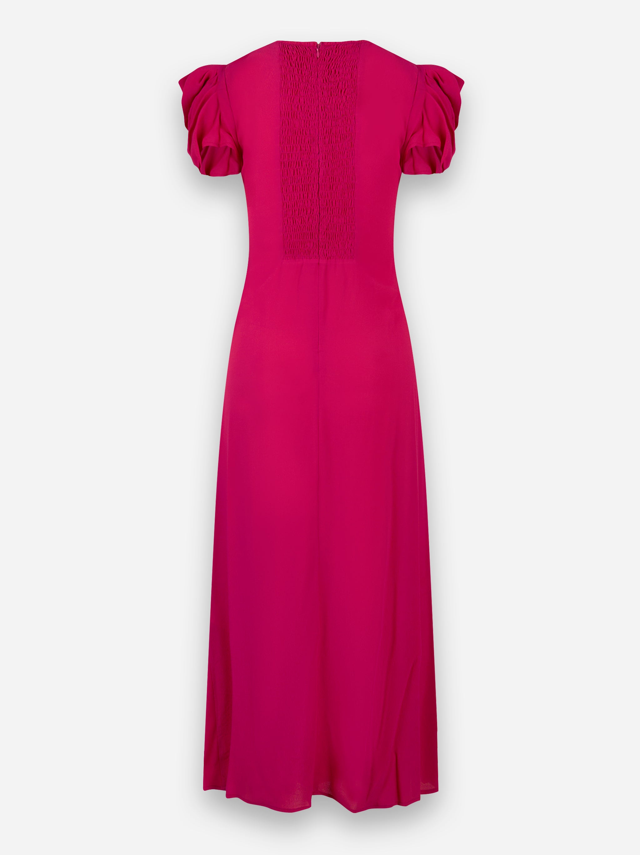 Abito Kristel in crepe con drappeggio e bottoncini lunghi Fucsia