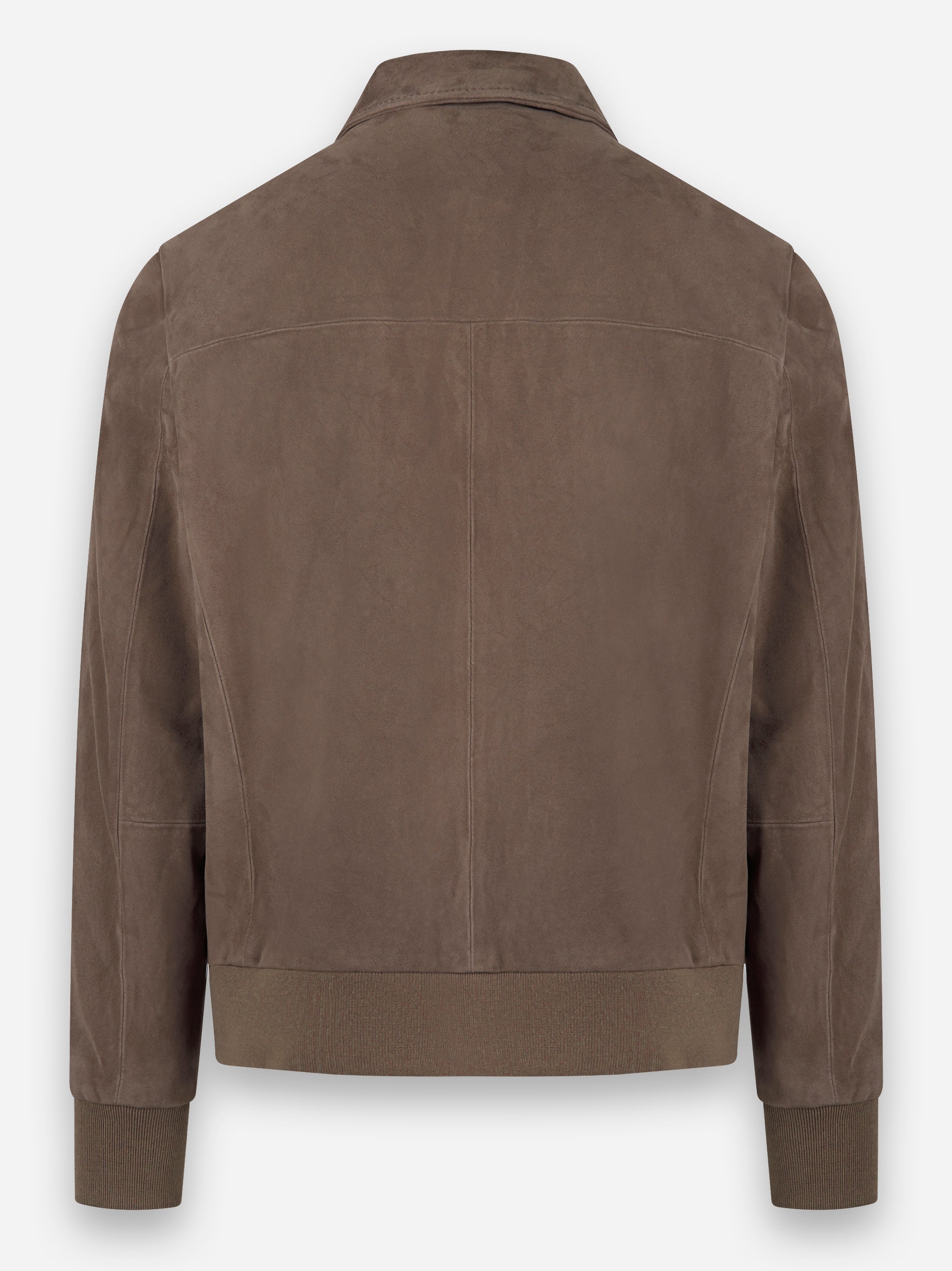 Capospalla in pelle scamosciato con zip frontale foderato Marrone