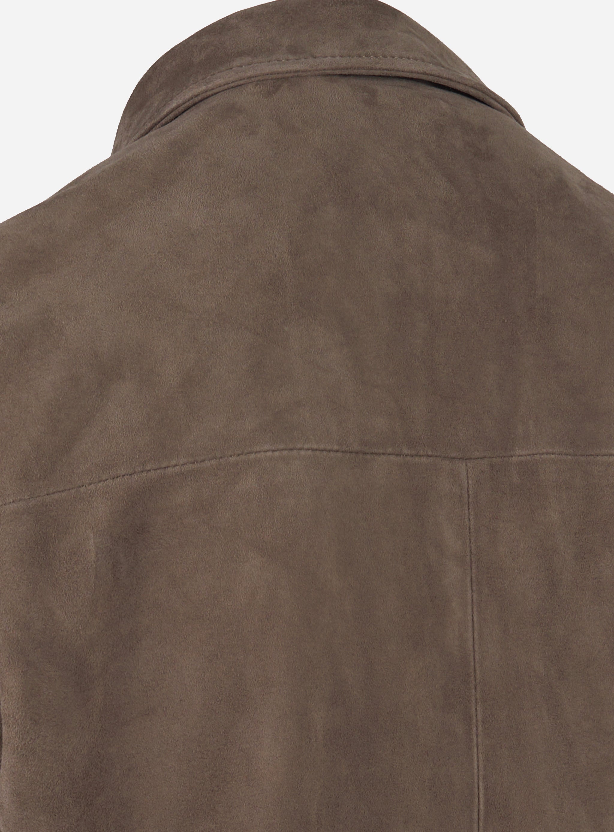 Capospalla in pelle scamosciato con zip frontale foderato Marrone