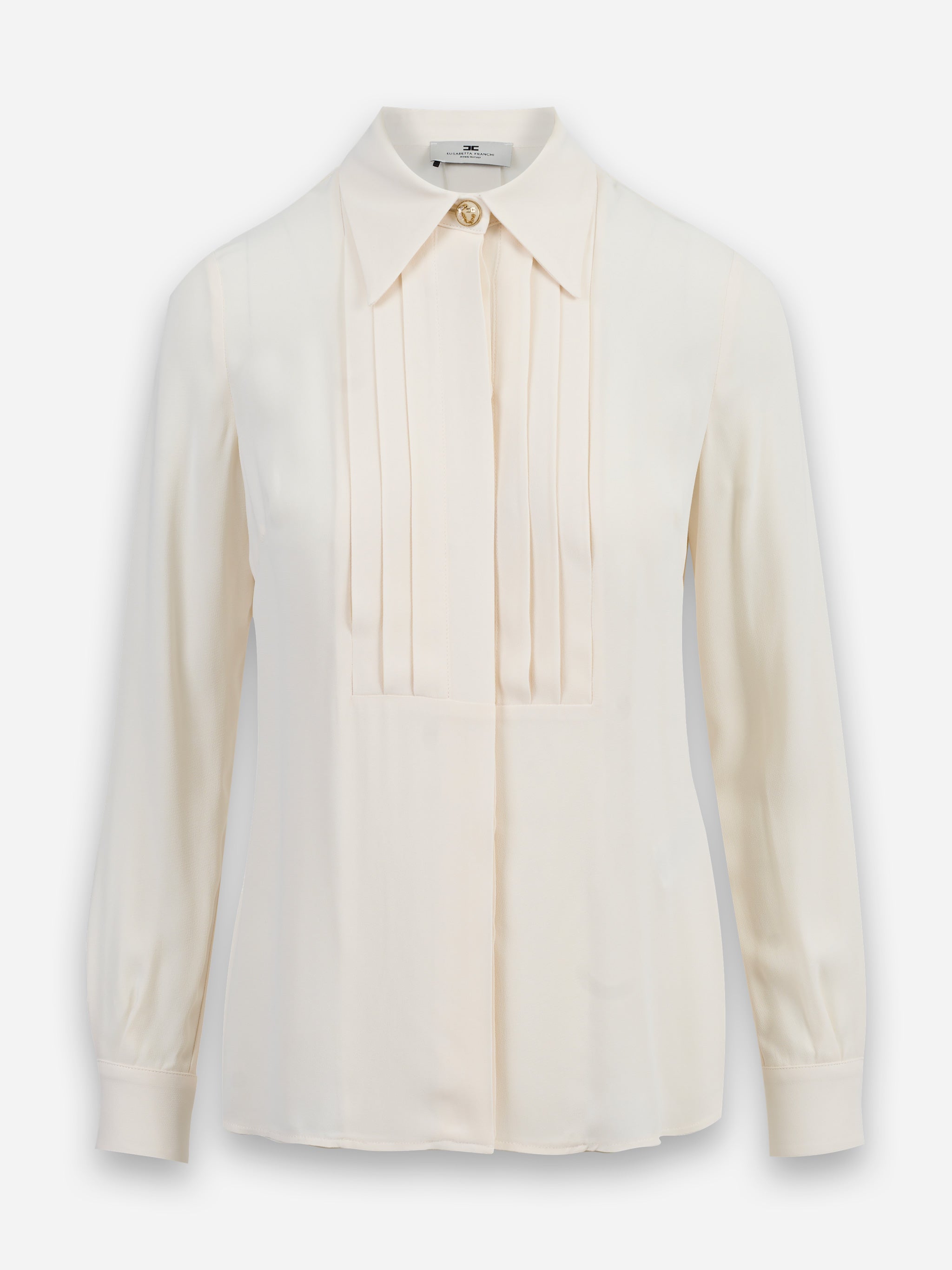 Camicia in georgette con bottoni gioiello Bianco