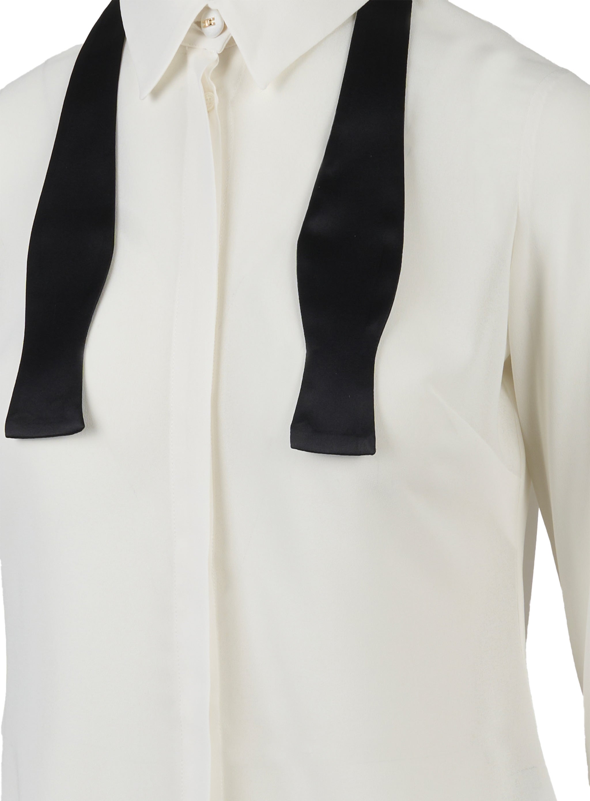 Camicia in georgette con cravattino Bianco