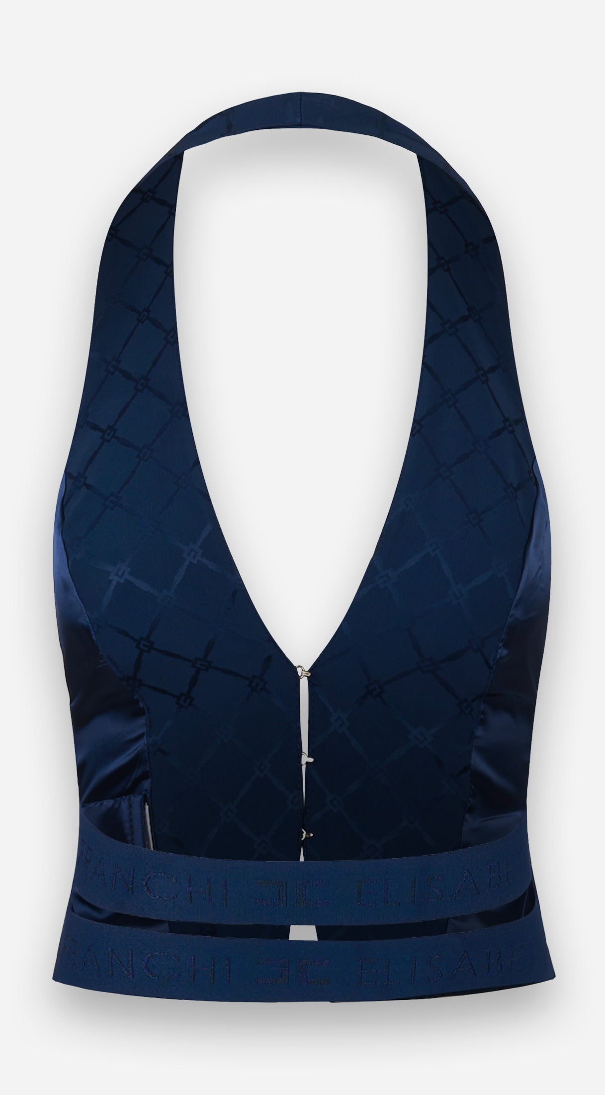 Gilet in satin con losanga jacquard Blu