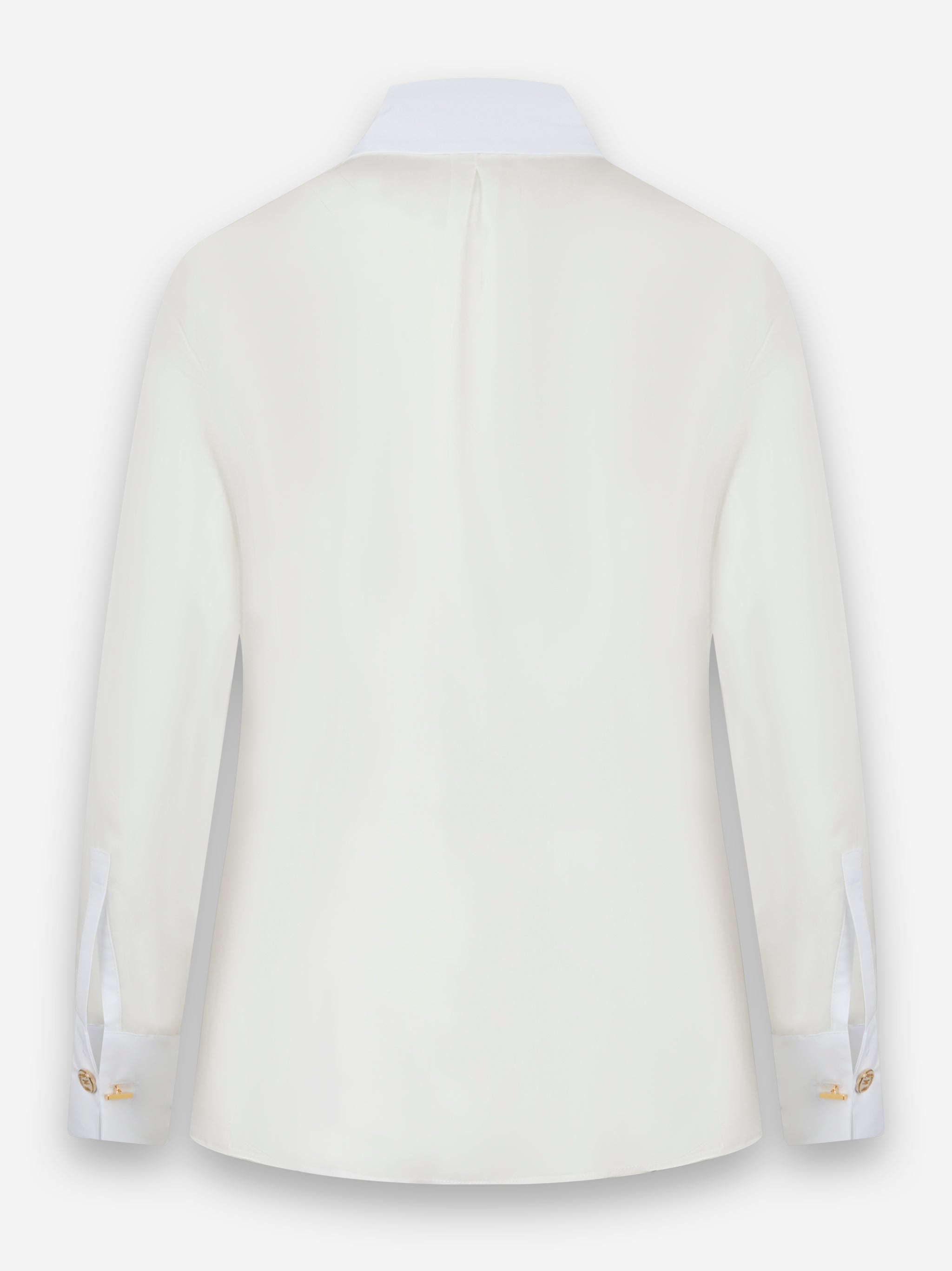 Camicia in voile di seta con ruches e cravatta Bianco