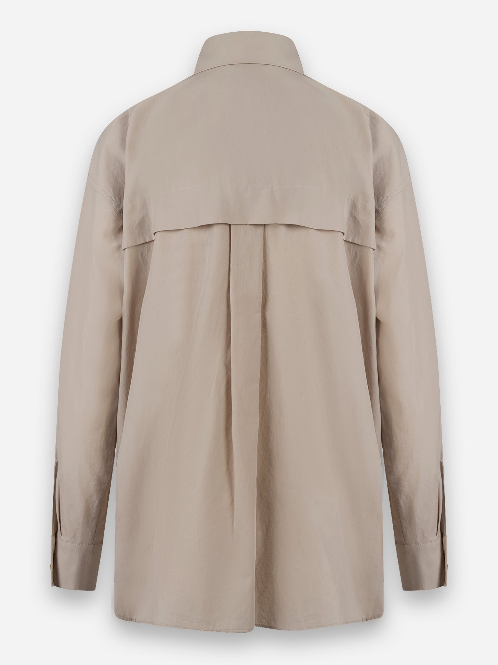 Camicia con tasche applicate in cotone Beige
