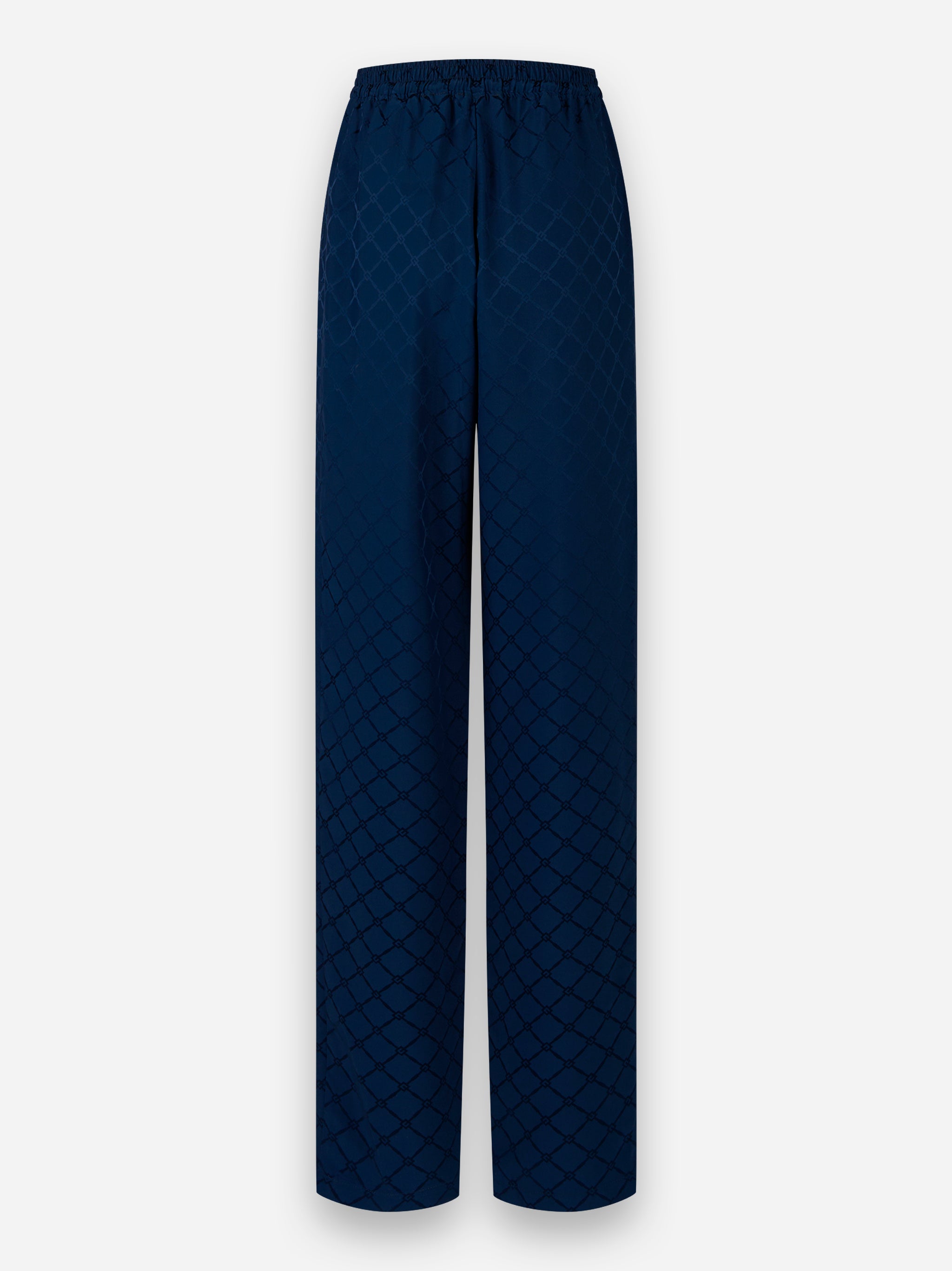 Joggers in satin con losanga jacquard Blu