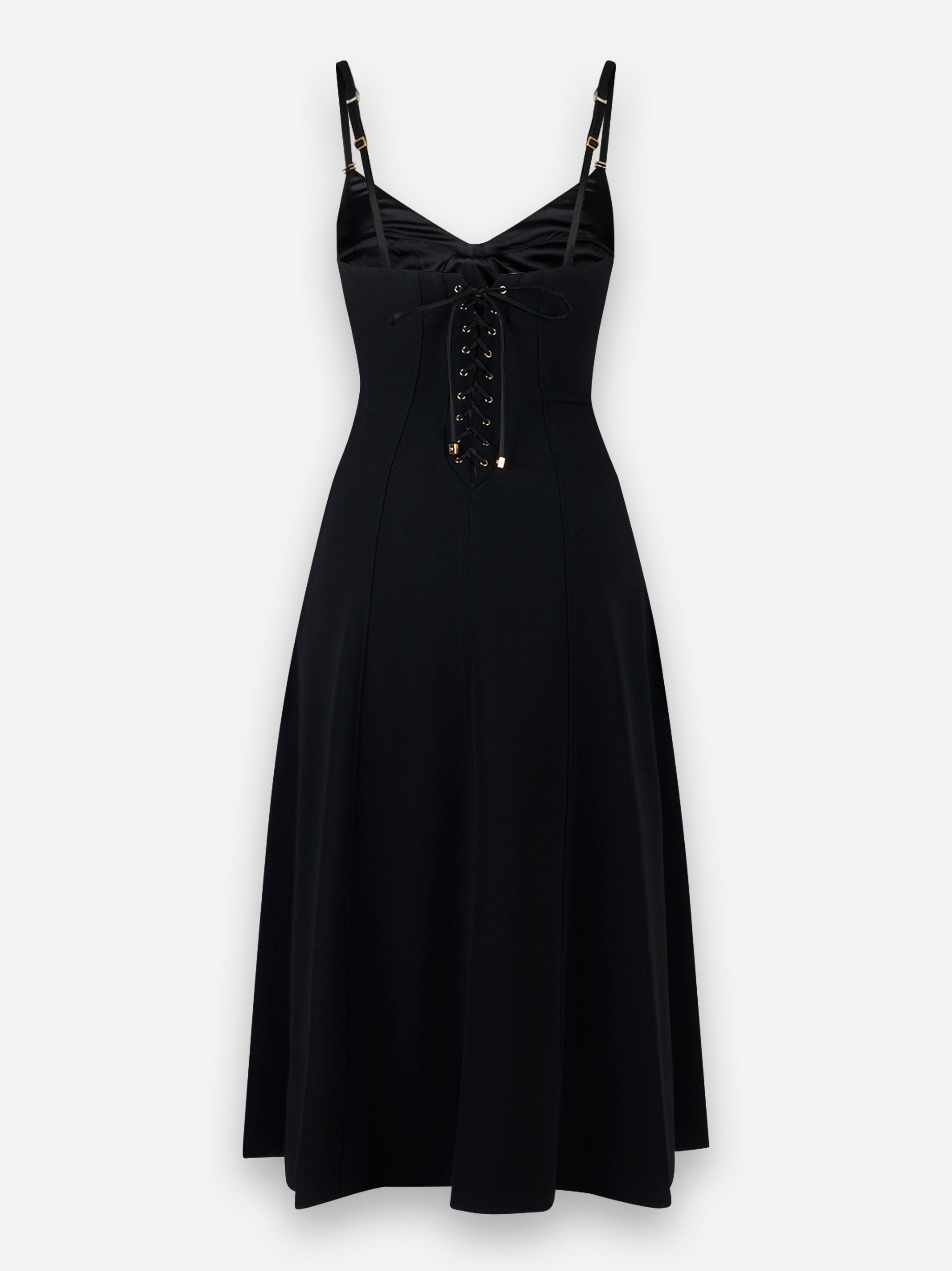 Abito in crêpe leggero con lacci criss-cross Nero