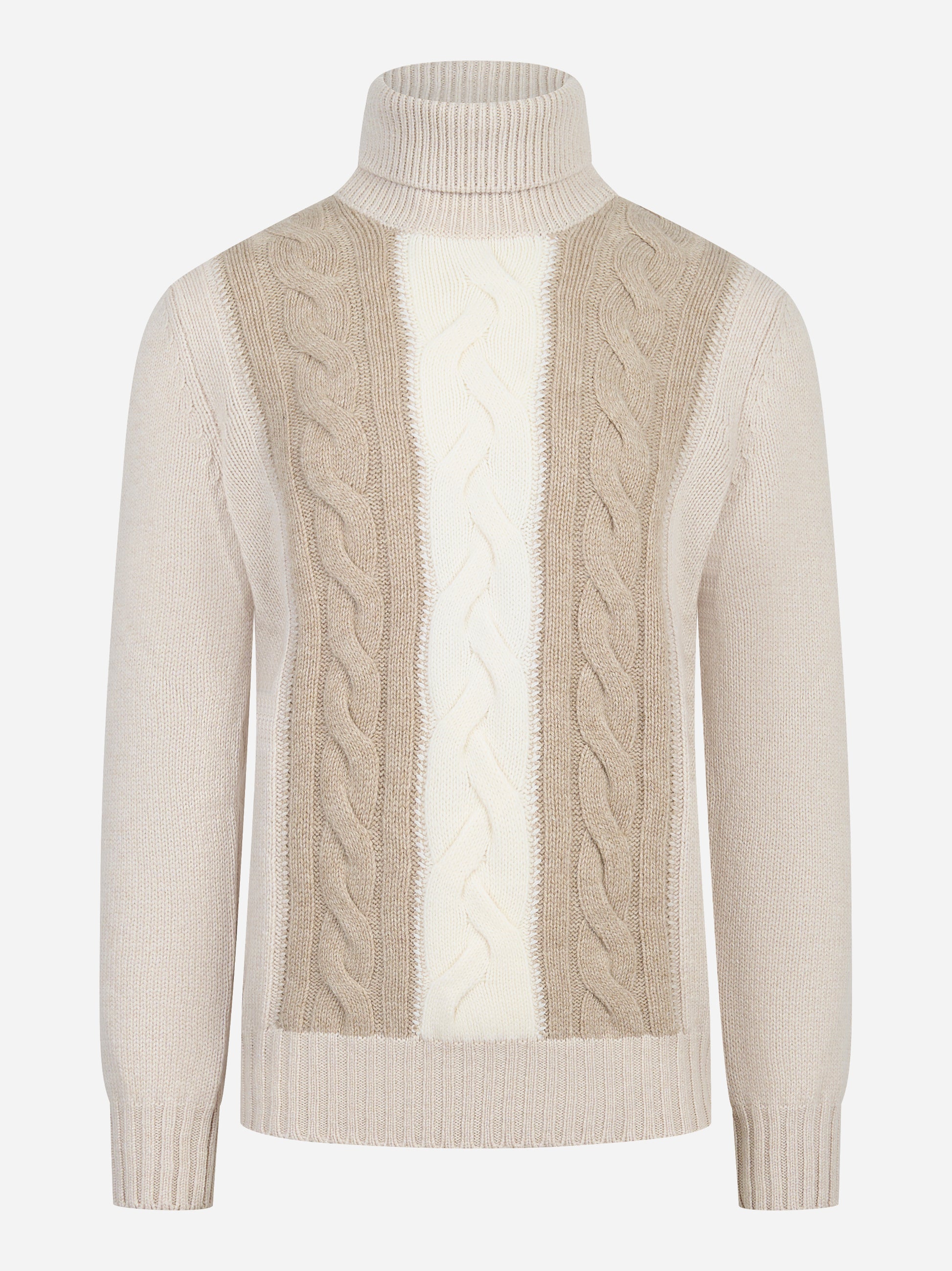 Dolcevita con motivo a treccia beige