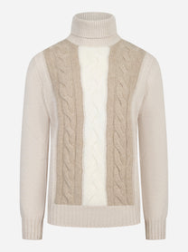 Dolcevita con motivo a treccia beige