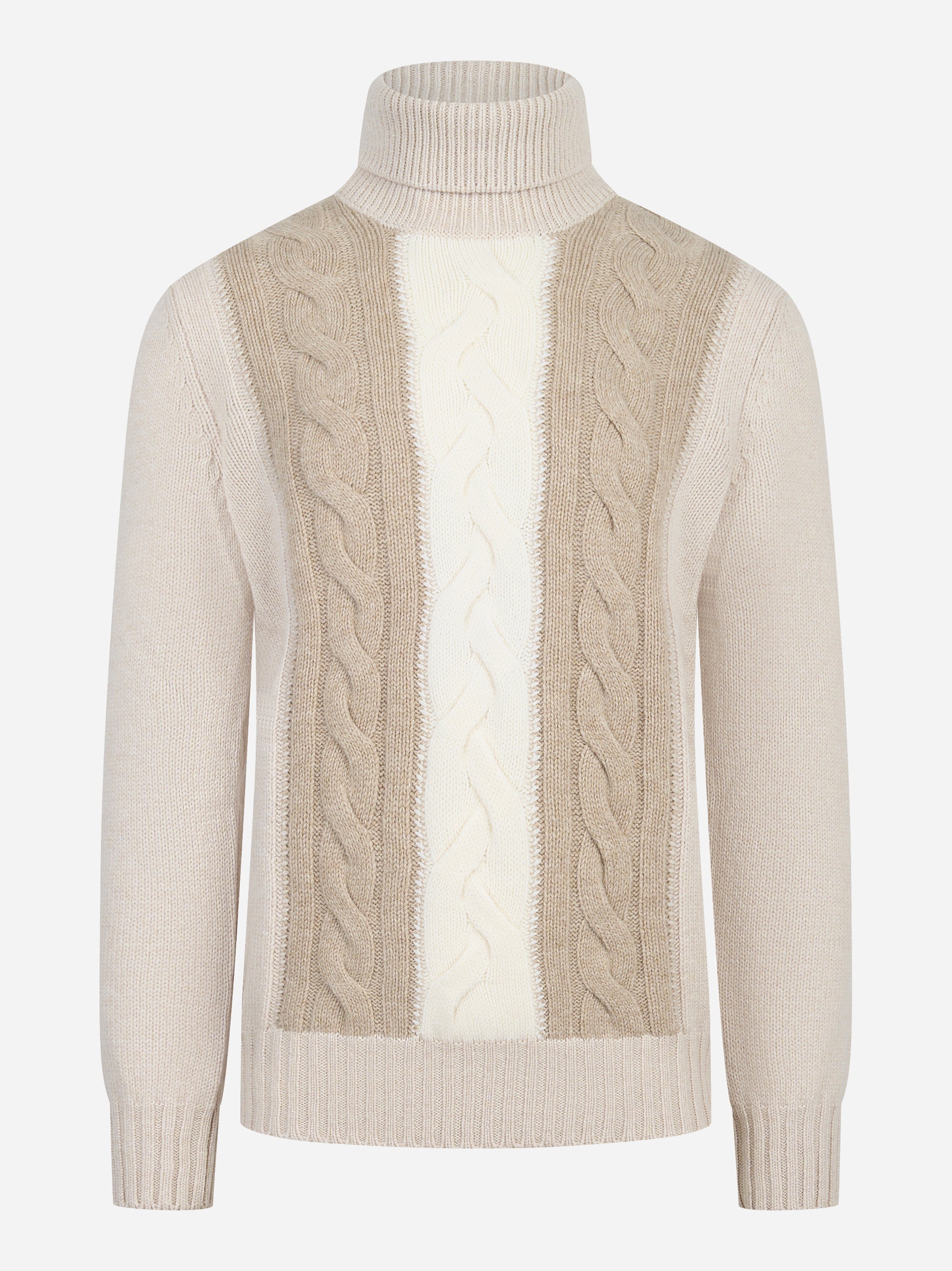 Dolcevita con motivo a treccia beige