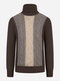 Dolcevita con motivo a treccia marrone