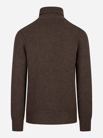 Dolcevita con motivo a treccia marrone