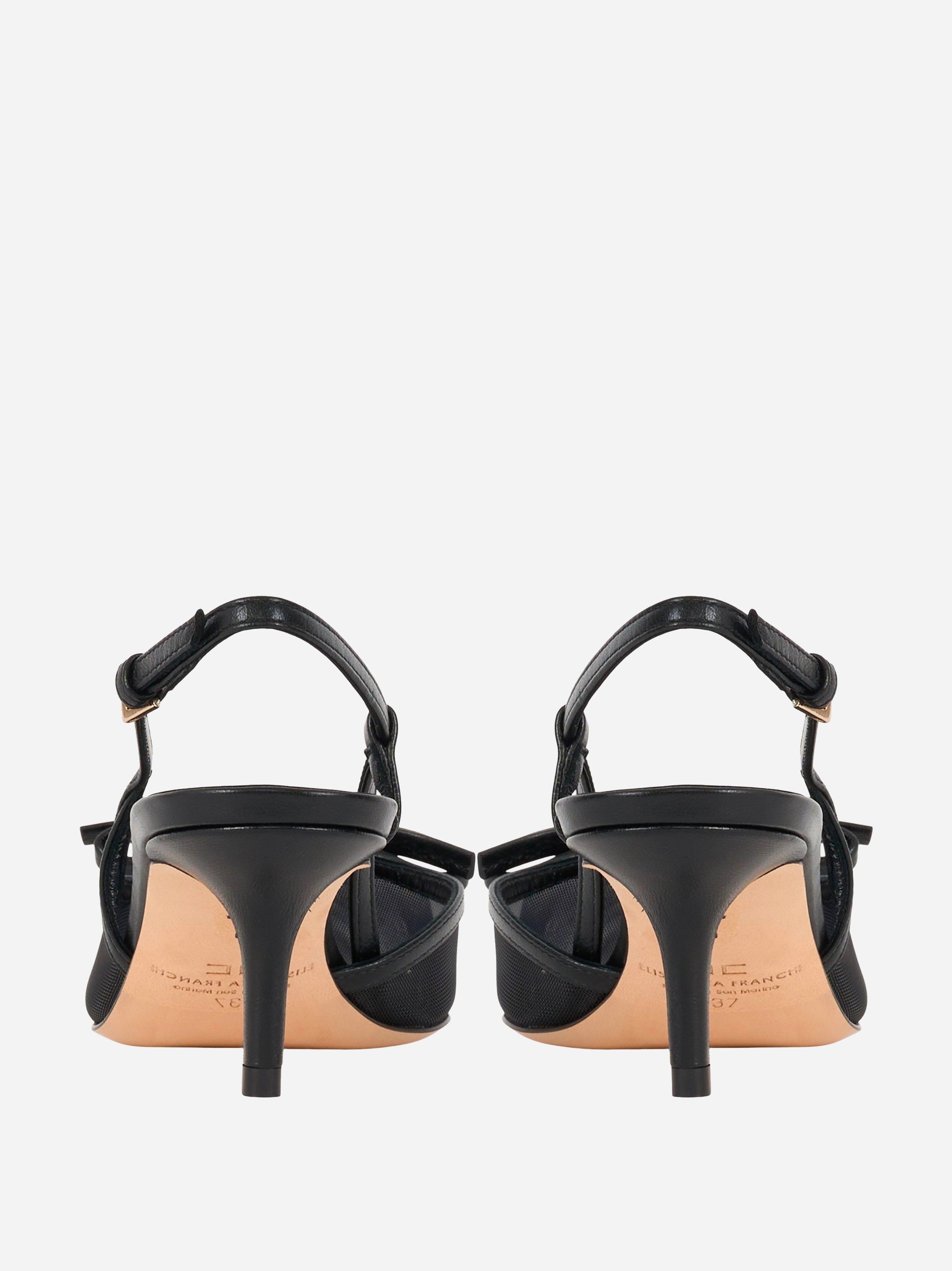 Slingback in nappa e rete Nero