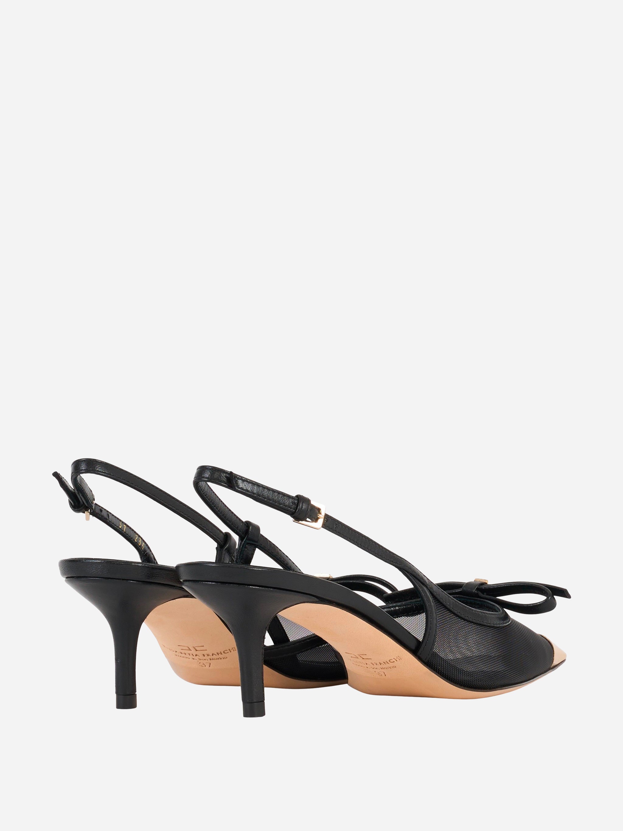 Slingback in nappa e rete Nero