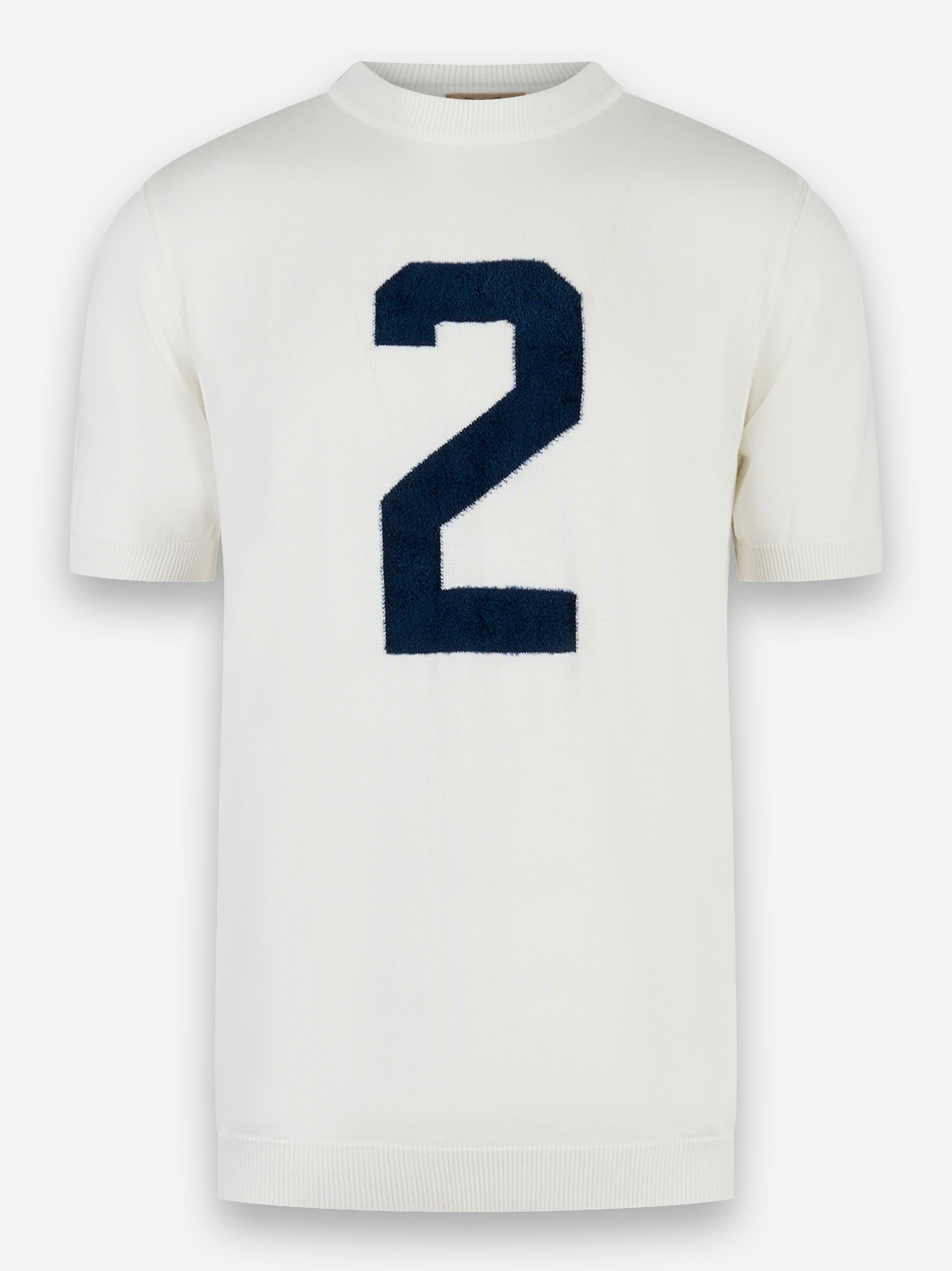 Maglia manica corta con intarsio in ciniglia Bianco