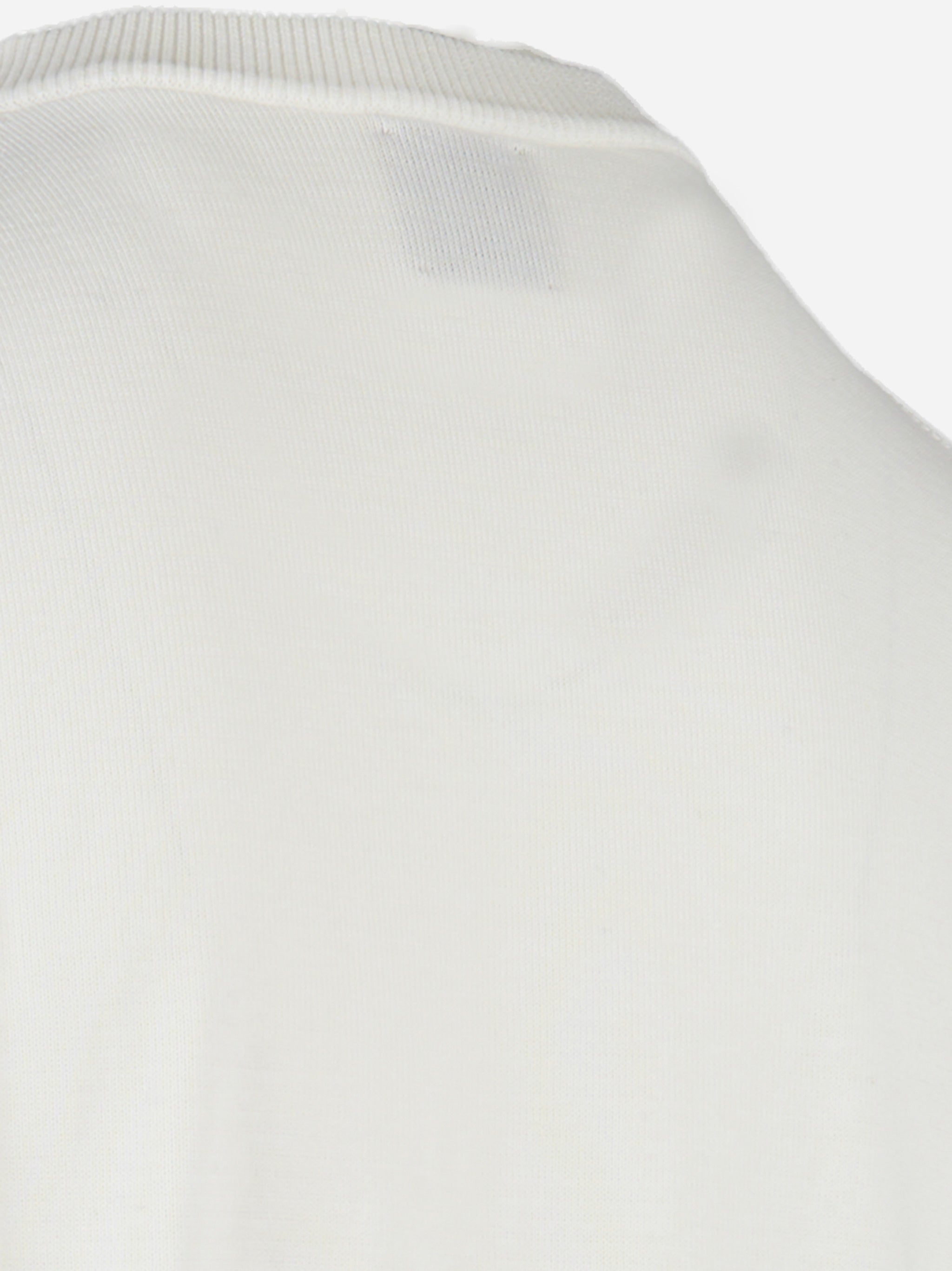 Maglia manica corta con intarsio in ciniglia Bianco