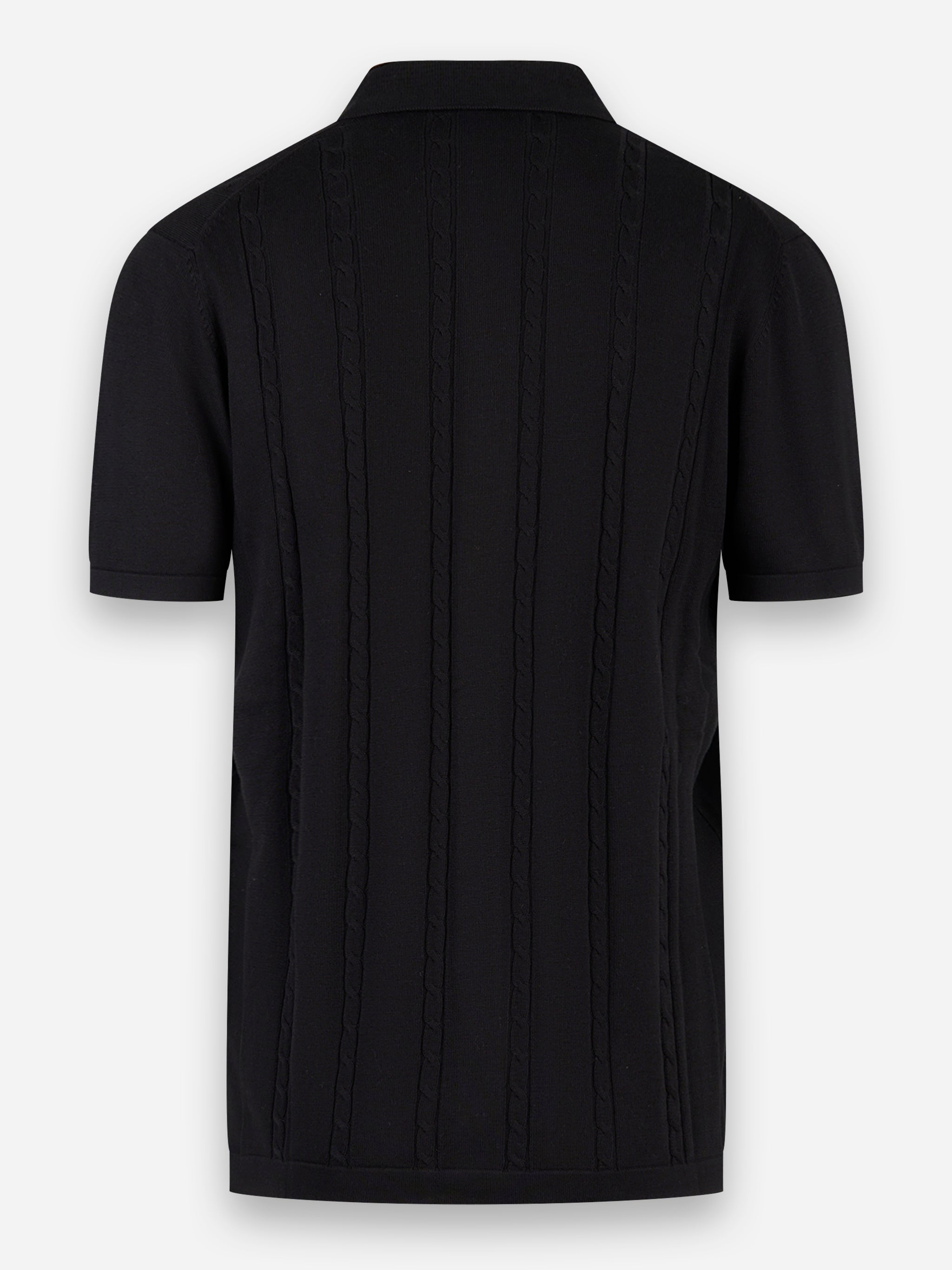 Cardigan manica corta in cotone con motivo a treccia Nero