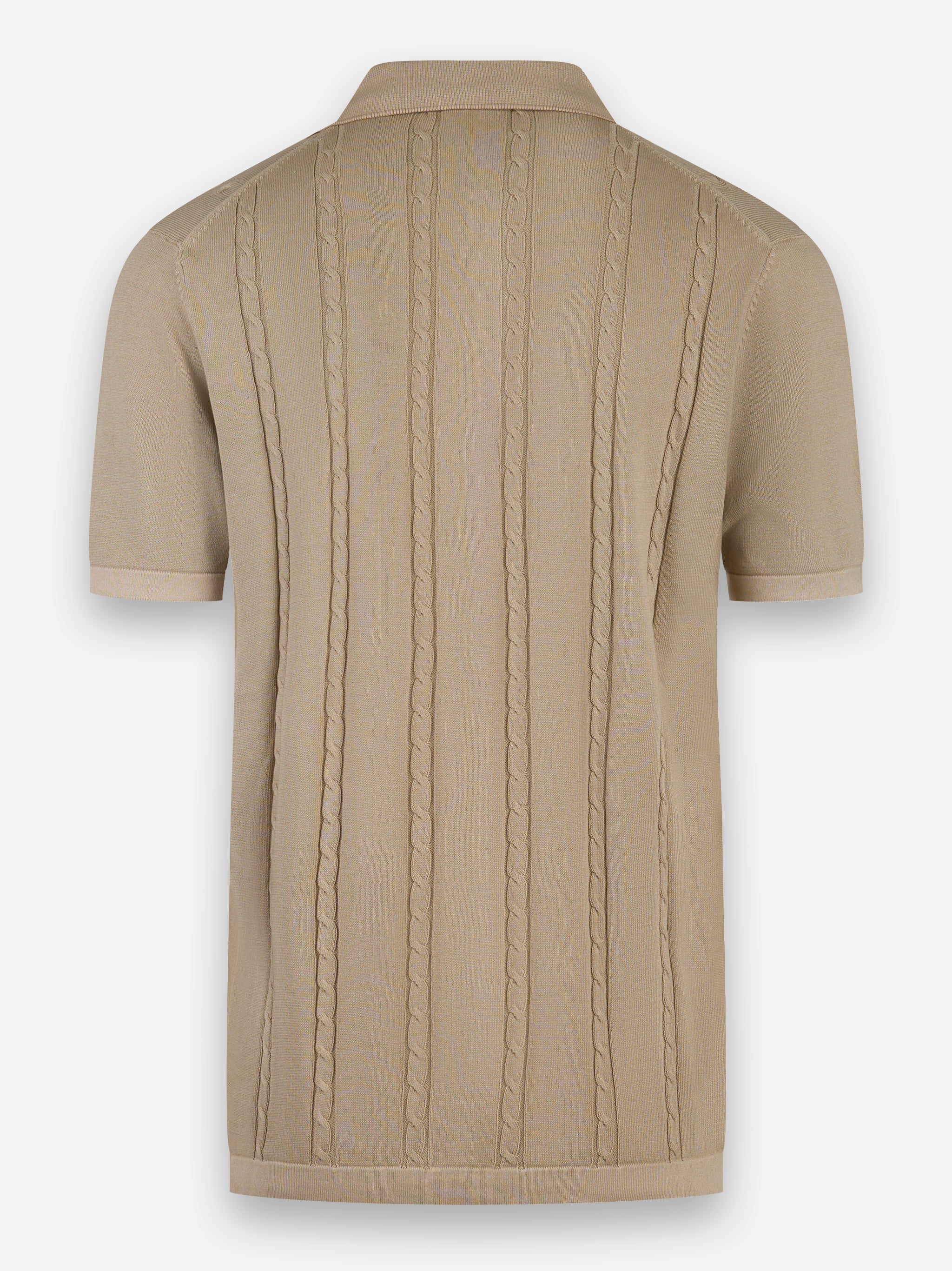Cardigan manica corta in cotone con motivo a treccia Beige