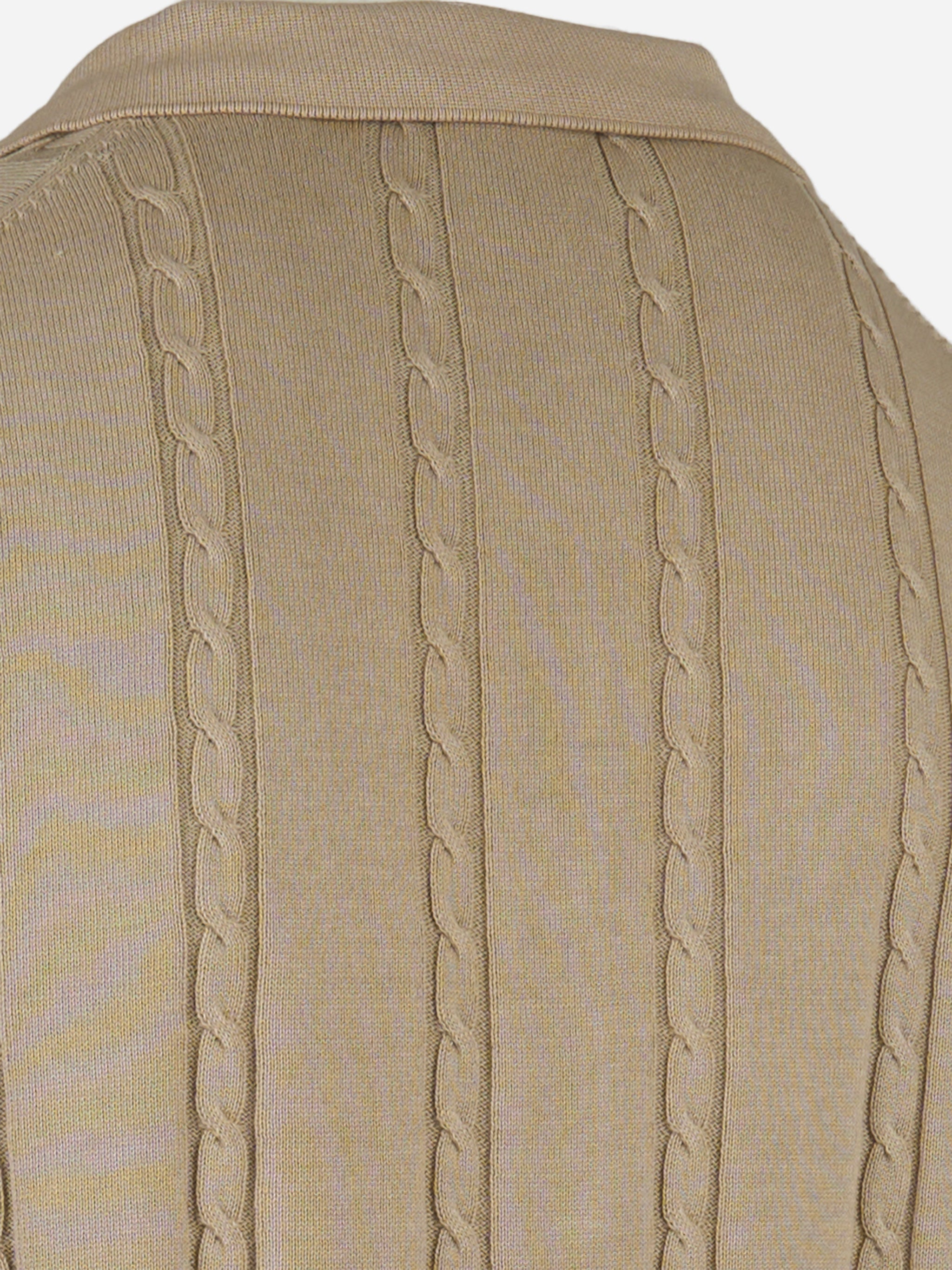 Cardigan manica corta in cotone con motivo a treccia Beige