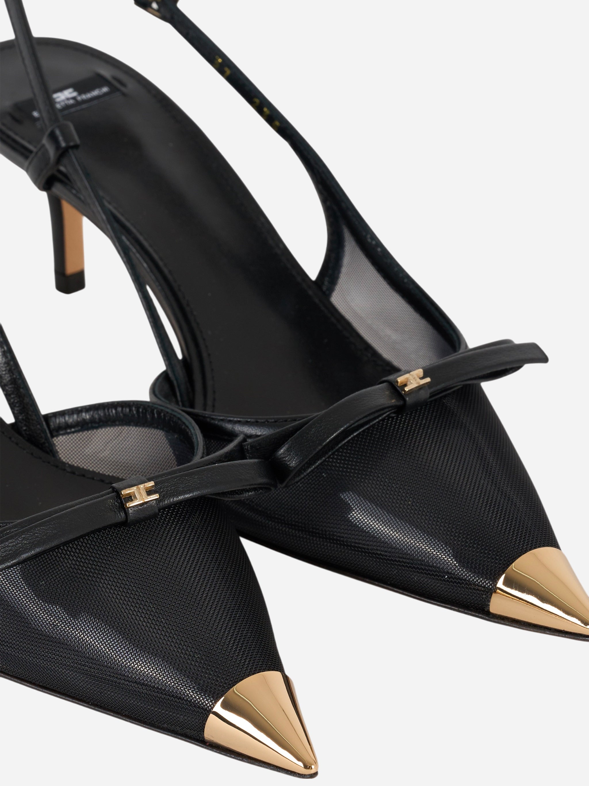 Slingback in nappa e rete Nero