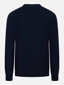 Maglia girocollo costa inglese blu