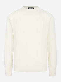 Maglia girocollo bianca costa inglese piatta