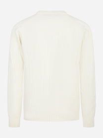 Maglia girocollo bianca costa inglese piatta