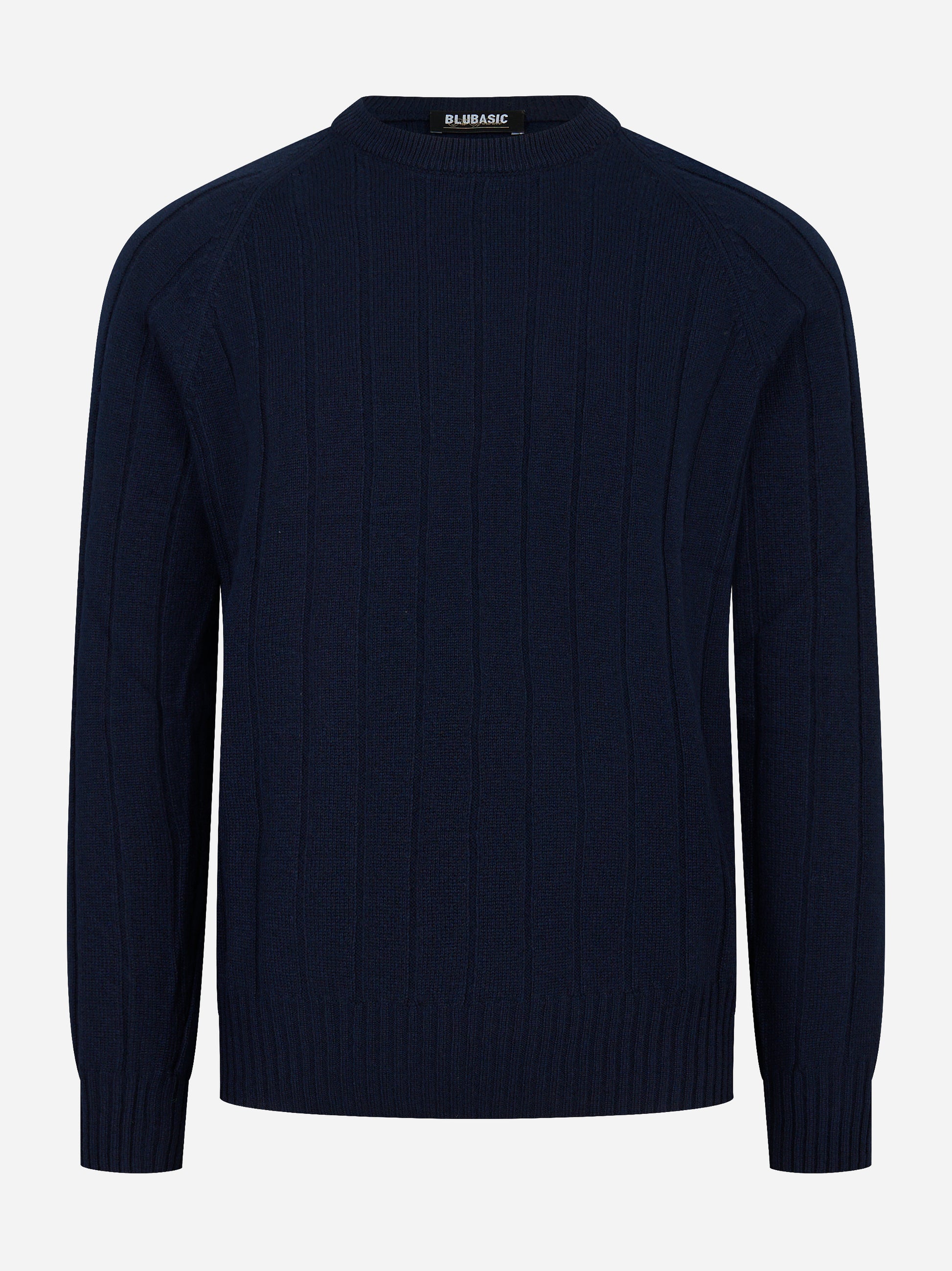 Maglia girocollo blu costa inglese piatta