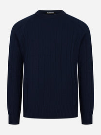 Maglia girocollo blu costa inglese piatta