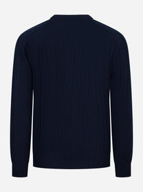 Maglia girocollo blu costa inglese piatta
