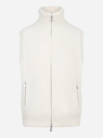 Gilet in cashmere con interno in ecofur bianco