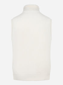 Gilet in cashmere con interno in ecofur bianco
