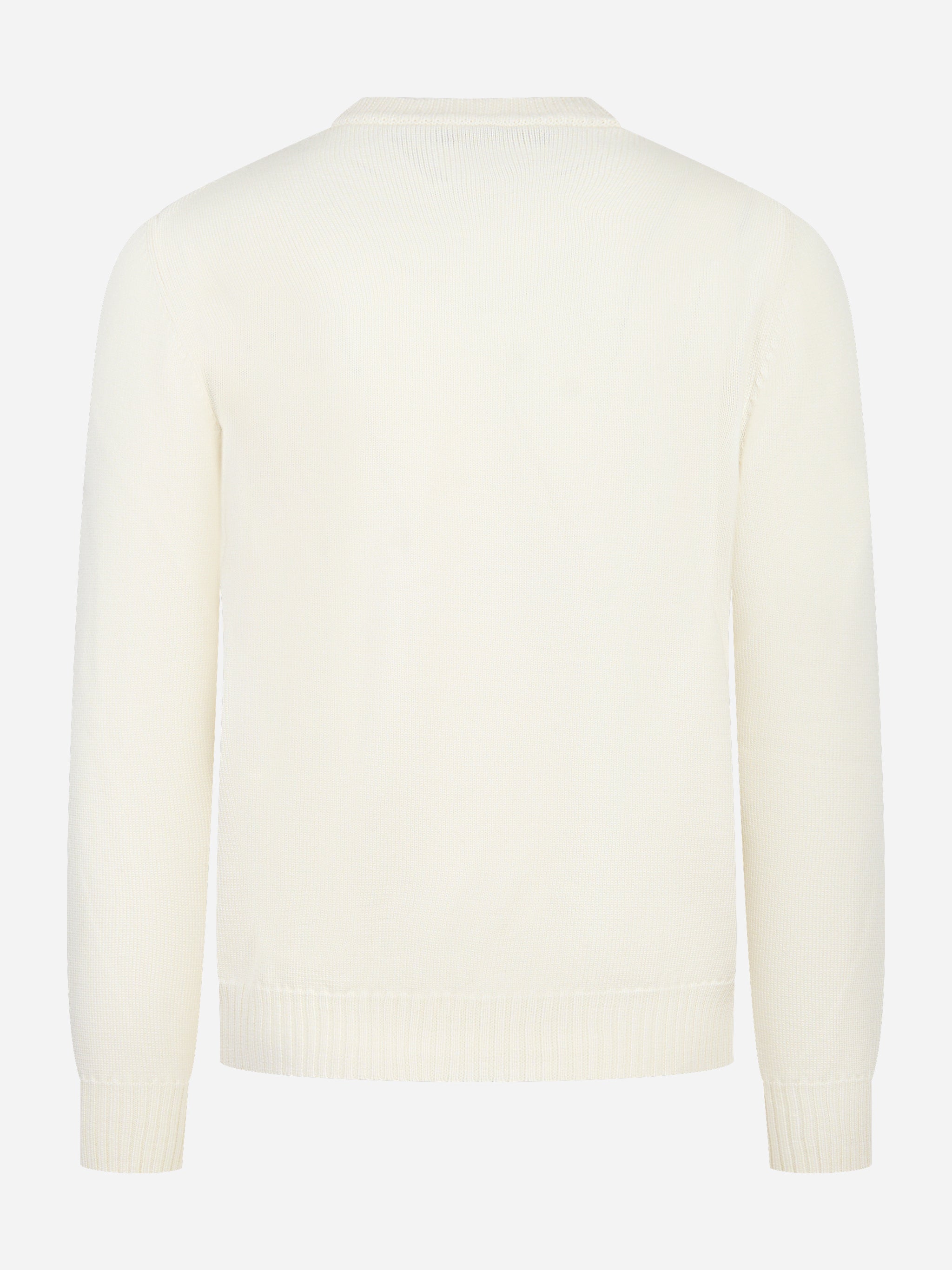 Maglia girocollo bianca in lana merinos finezza