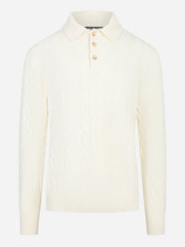 Polo bianca con motiva a treccia