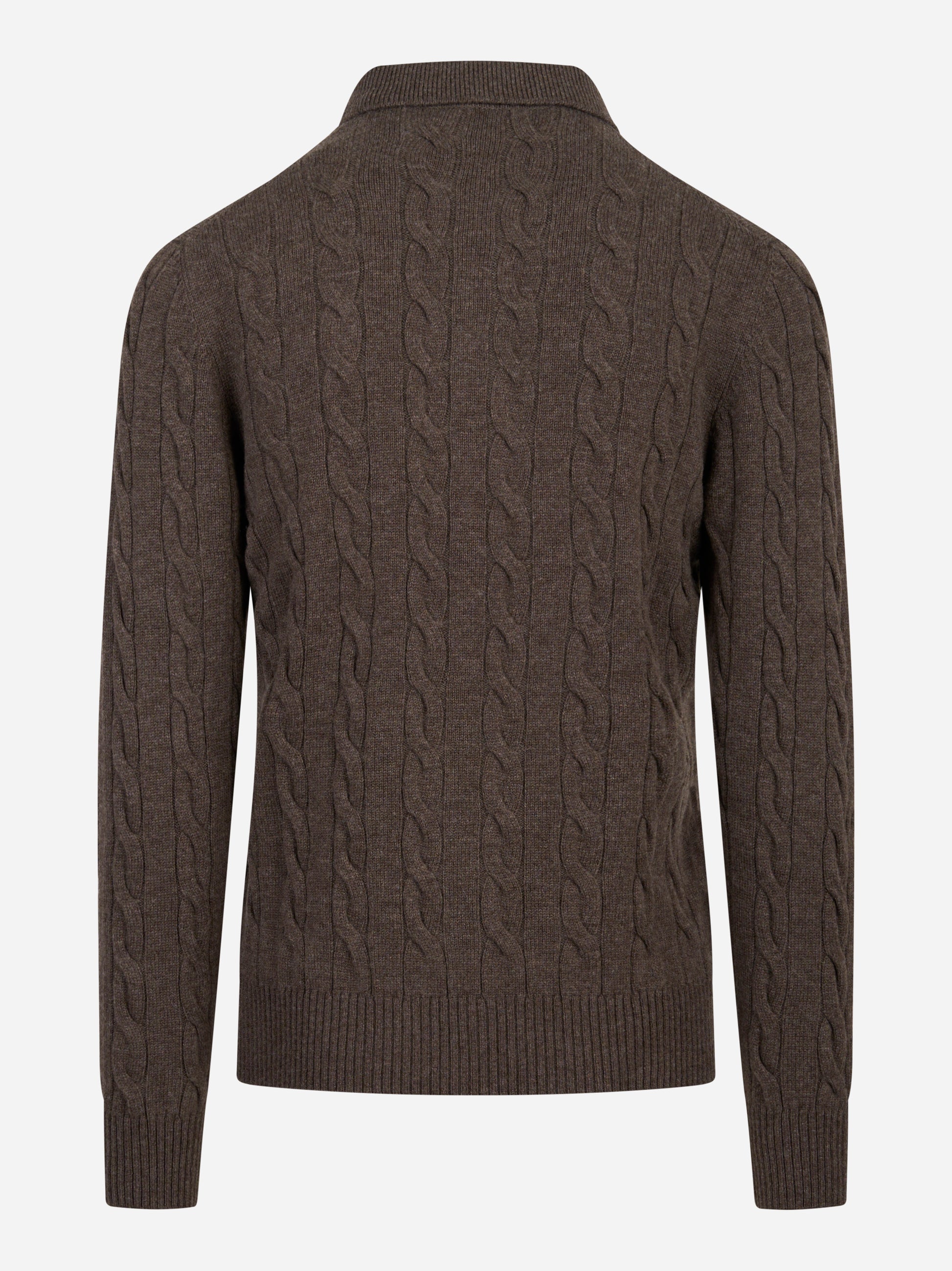 Polo marrone con motiva a treccia