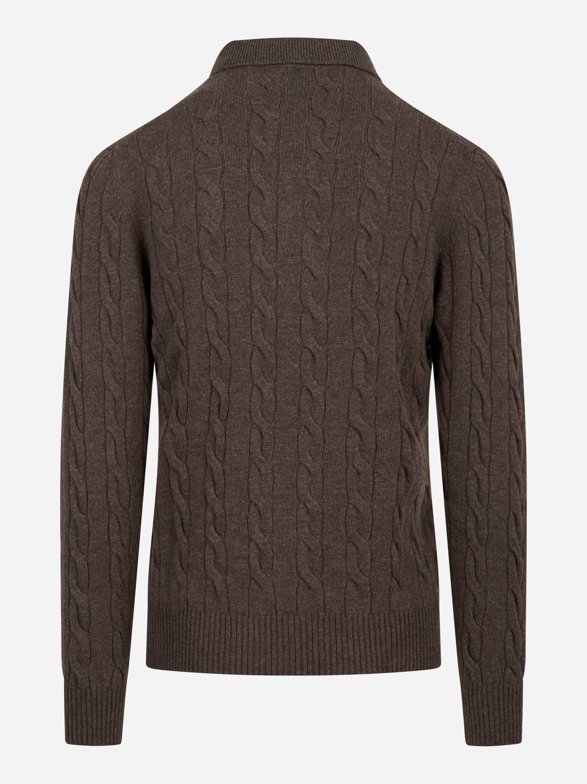 Polo marrone con motiva a treccia