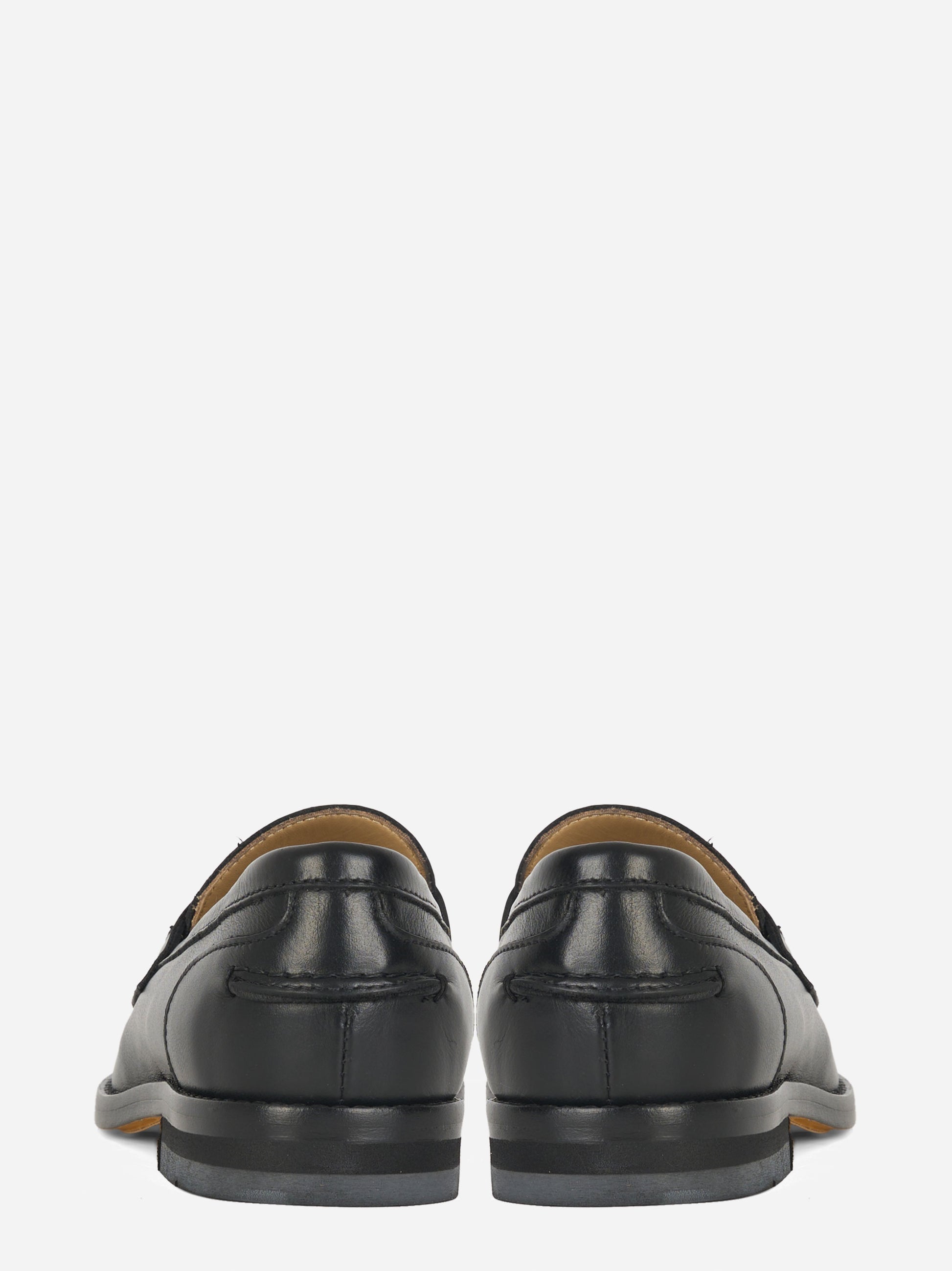 Mocassino in pelle con fascia in monile Nero