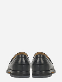 Mocassino in pelle con fascia in monile Nero