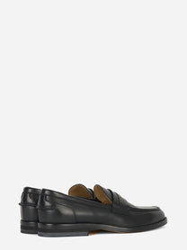 Mocassino in pelle con fascia in monile Nero