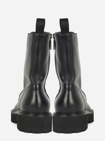 Stivale allacciato in pelle con zip laterale Nero