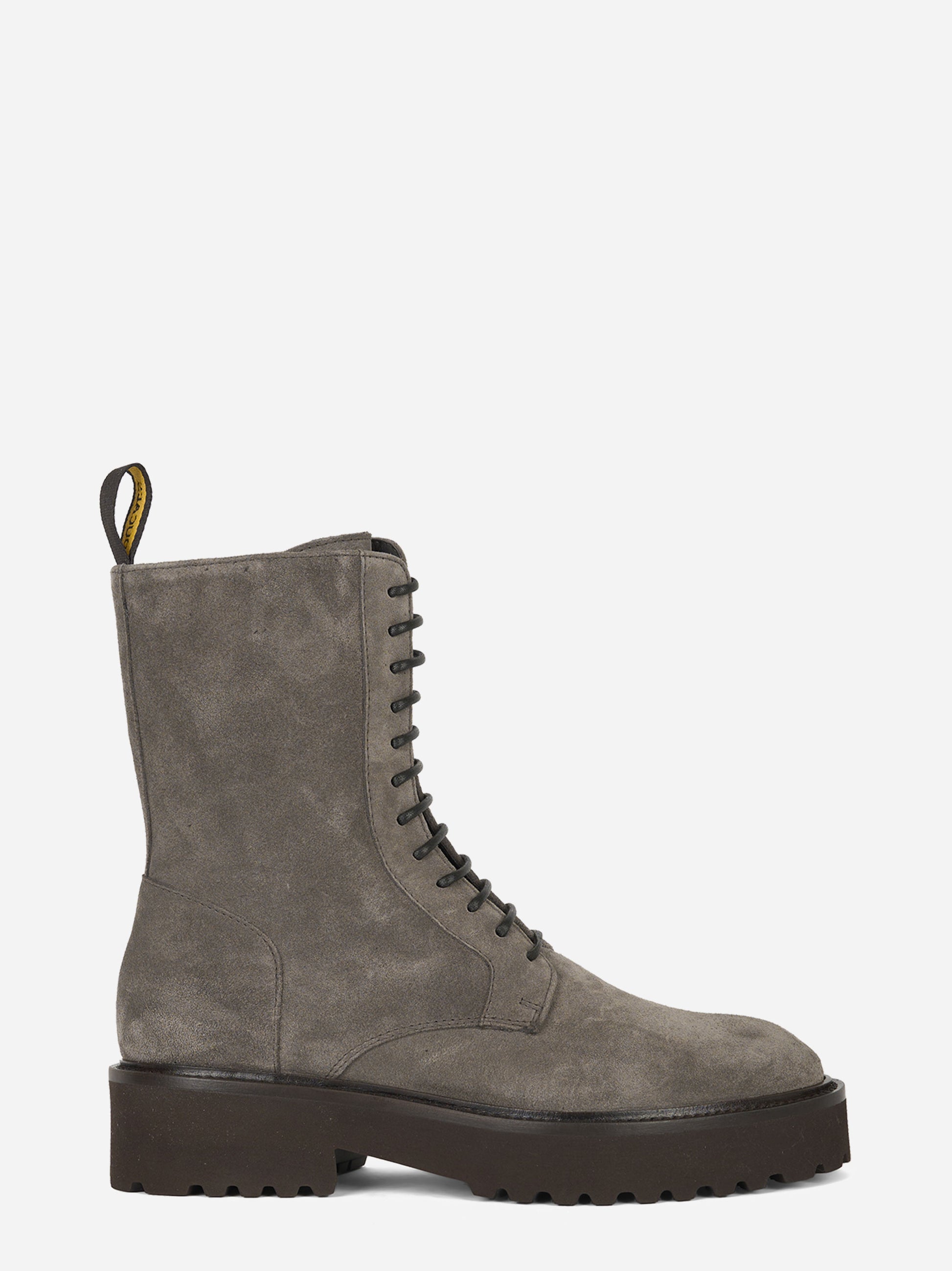 Stivale allacciato in suede con zip laterale Grigio