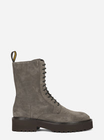 Stivale allacciato in suede con zip laterale Grigio