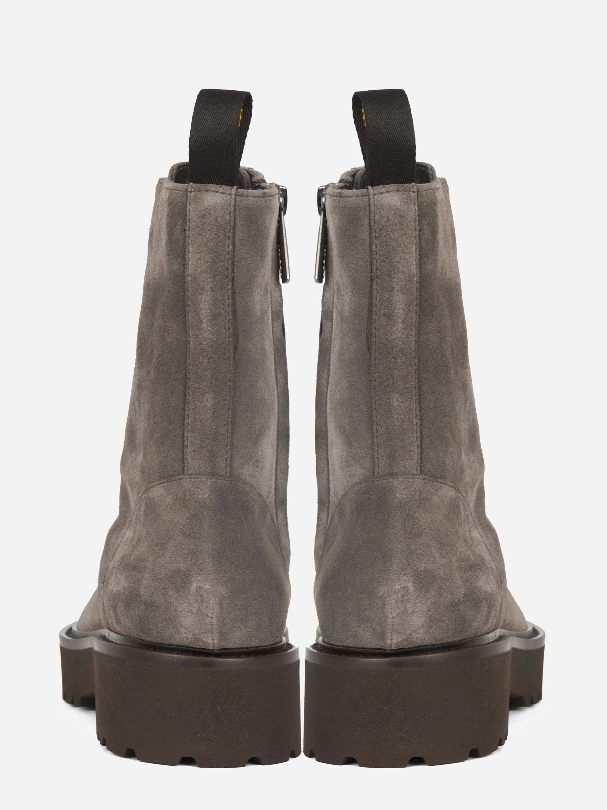 Stivale allacciato in suede con zip laterale Grigio