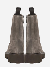 Stivale allacciato in suede con zip laterale Grigio