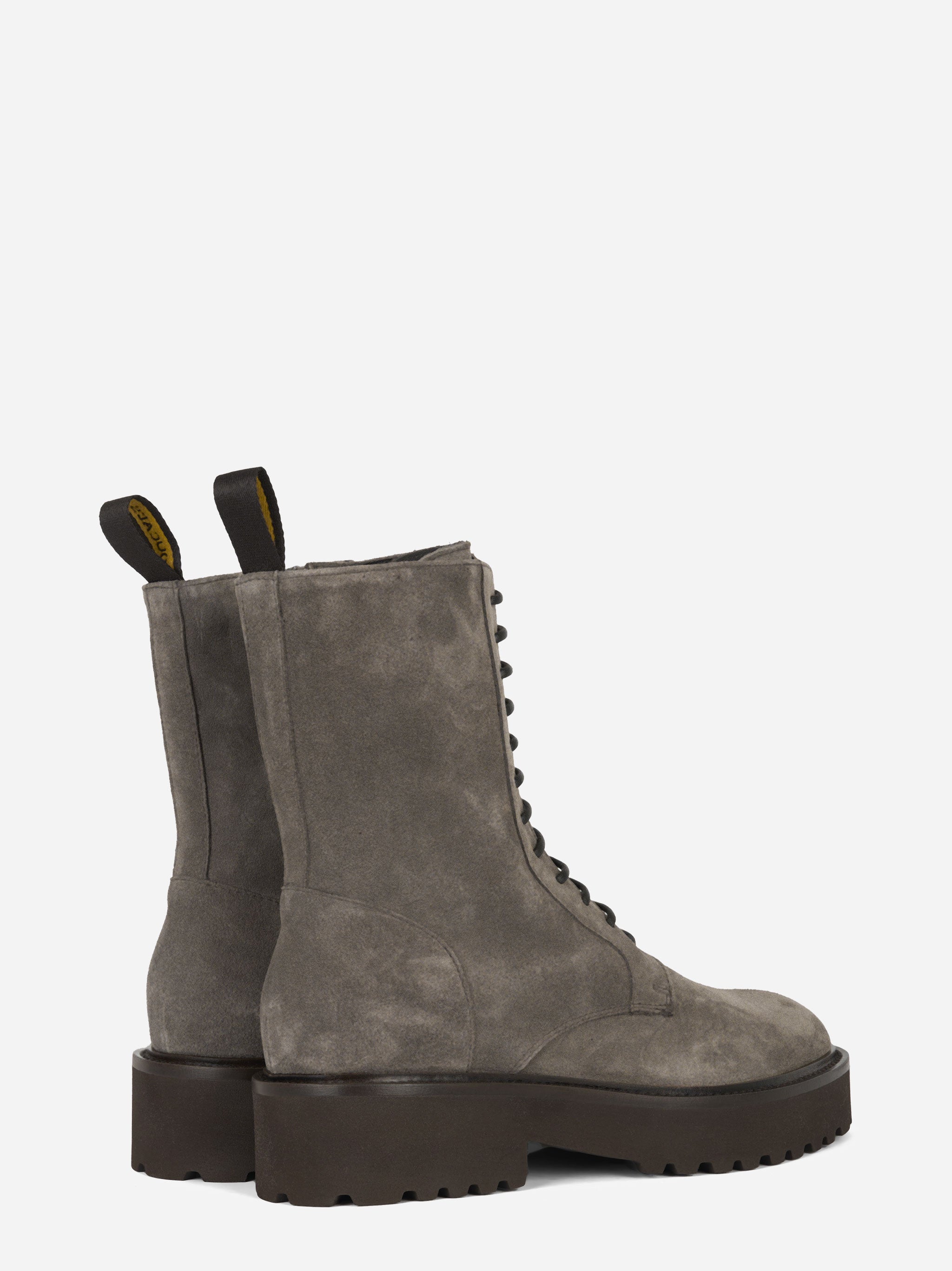 Stivale allacciato in suede con zip laterale Grigio