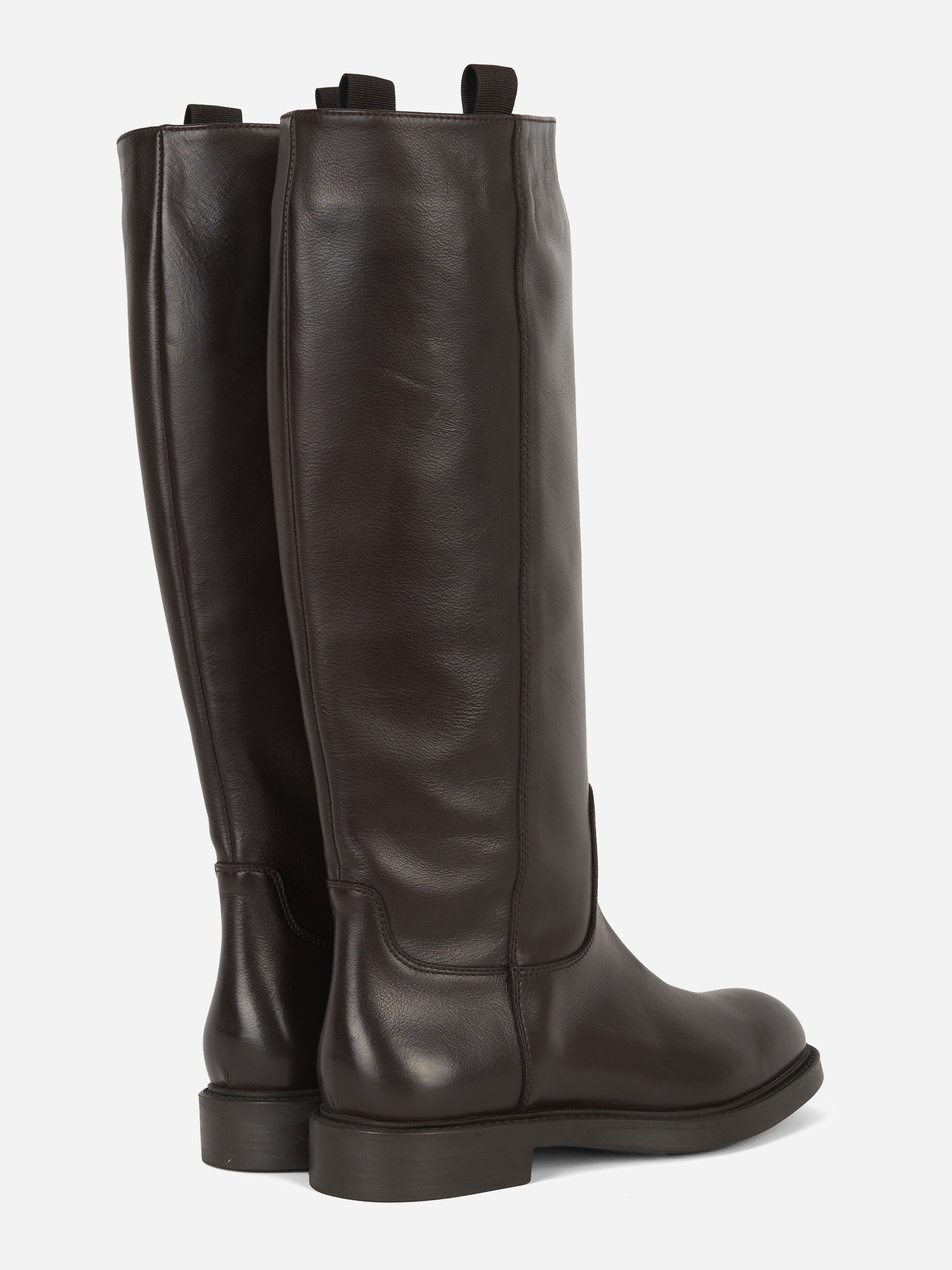Stivale alto in pelle con fondo gomma Marrone